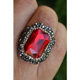 Stoneage RF03772 Kristal Kırmızı Taşlı El Yapımı Ayarlanabilir Yüzük