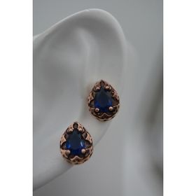 Stoneage Safir Taşlı Mıhlama İşçilikli Küçük Boy Damla Küpe