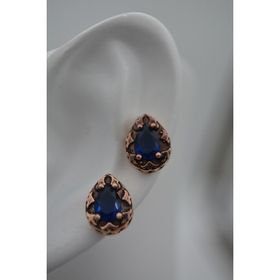 Stoneage Safir Taşlı Mıhlama İşçilikli Küçük Boy Damla Küpe