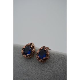 Stoneage Safir Taşlı Mıhlama İşçilikli Küçük Boy Damla Küpe