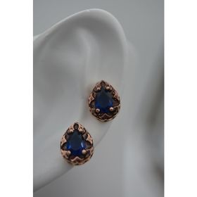 Stoneage Safir Taşlı Mıhlama İşçilikli Küçük Boy Damla Küpe