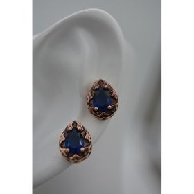 Stoneage Safir Taşlı Mıhlama İşçilikli Küçük Boy Damla Küpe