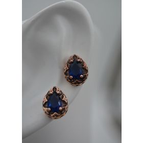 Stoneage Safir Taşlı Mıhlama İşçilikli Küçük Boy Damla Küpe