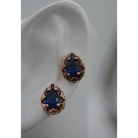 Stoneage Safir Taşlı Mıhlama İşçilikli Küçük Boy Damla Küpe