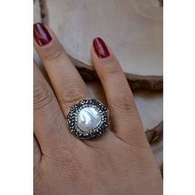 Stoneage Sakız İncisi El Yapımı Ayarlanabilir Kadın Yüzük