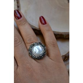 Stoneage Sakız İncisi El Yapımı Ayarlanabilir Kadın Yüzük