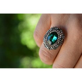 Stoneage Yeşil Kristal Taşlı El Yapımı Kadın Ayarlanabilir Yüzük