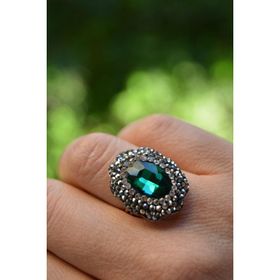 Stoneage Yeşil Kristal Taşlı El Yapımı Kadın Ayarlanabilir Yüzük
