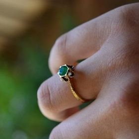 Stoneage Zümrüt Doğal Taş Ayarlanabilir Bayan Yüzük