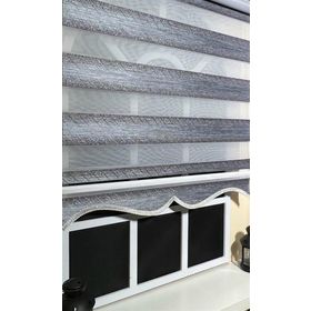 Storburada 110 x 260 Gri Renk Geçişli Etek Dilimli Zebra Stor Perde