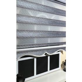 Storburada 110 x 260 Gri Renk Geçişli Etek Dilimli Zebra Stor Perde