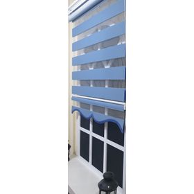 Storburada St 006 200 x 200 Mavi Etek Dilimli Zebra Stor Perde