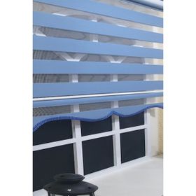 Storburada St 006 90 x 260 Mavi Etek Dilimli Zebra Stor Perde