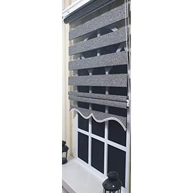 Storburada ST 009 Gri 120 x 200 Siyah Gümüş Etek Dilimli Zebra Stor Perde