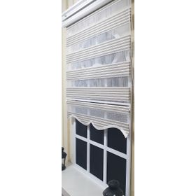 Storburada St 011 Ekru 160 x 200 Mavi Çizgili Etek Dilimli Zebra Stor Perde