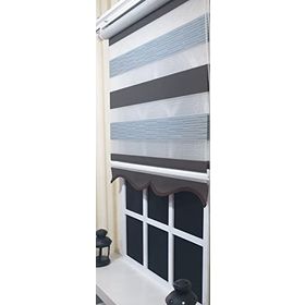 Storburada ST-015 Kahve Gri Etek Dilimli 30x200 Pliseli Zebra Stor Perde