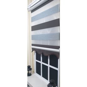 Storburada ST-015 Kahve Gri Etek Dilimli 80x260 Pliseli Zebra Stor Perde