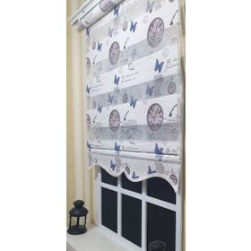 Storburada ST 030 Beyaz 130x200 Baskılı Etek Dilimli Pliseli Zebra Stor Perde