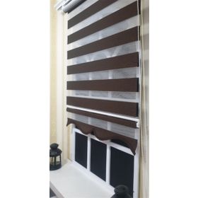 Storburada St 034 Kahverengi 160 x 200 Koyu Kahve Etek Dilimli Zebra Stor Perde