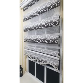 Storburada ST 039 Kahverengi 30 x 200 Beyaz Gümüş Simli Renk Geçişli Etek Dilimli Zebra Stor Perde