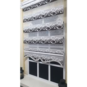 Storburada ST 039 Kahverengi 30 x 200 Beyaz Gümüş Simli Renk Geçişli Etek Dilimli Zebra Stor Perde