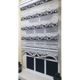 Storburada ST 039 Kahverengi 30 x 200 Beyaz Gümüş Simli Renk Geçişli Etek Dilimli Zebra Stor Perde