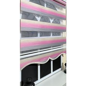 Storburada ST-046 Pembe Gri Renk Geçişli Etek Dilimli 30x200 Zebra Stor Perde
