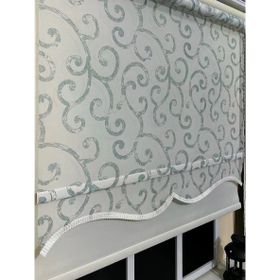 Storburada STB-107 Gri Yeşil Baskı Çift Mekanizmalı Desenli Tül 130x200 cm Stor Perde