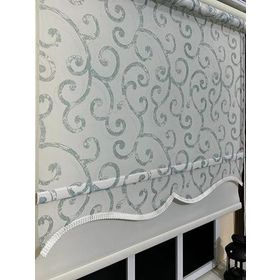 Storburada STB-107 Gri Yeşil Baskı Çift Mekanizmalı Desenli Tül 70x200 cm Stor Perde