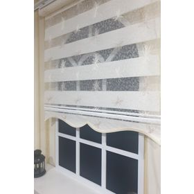 Storburada STB 470 80x200 cm Nakışlı Beyaz Etek Dilimli Zebra Stor Perde