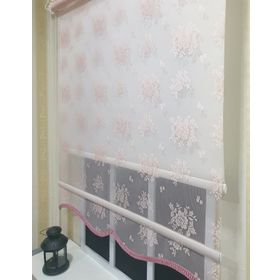 Storburada STB2015-V09 Çift Mekanizmalı Tül Pembe Ekru 100x200 cm Stor Perde