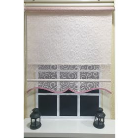 Storburada STB2015-V12 Çift Mekanizmalı Tül Pembe Ekru 120x260 cm Stor Perde