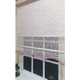 Storburada STB2015-V12 Çift Mekanizmalı Tül Pembe Ekru 90x200 cm Stor Perde
