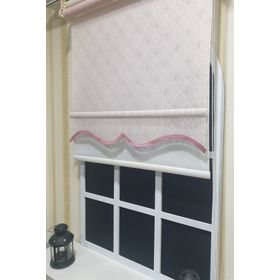 Storburada STB2015-V15 Çift Mekanizmalı Tül Pembe Ekru 200x200 cm Stor Perde