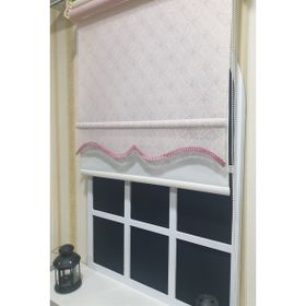 Storburada STB2015-V15 Çift Mekanizmalı Tül Pembe Ekru 80x260 cm Stor Perde