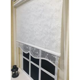 Storburada STB4003 Beyaz Çiçekli Tül Ekru 230x200 cm Stor Perde