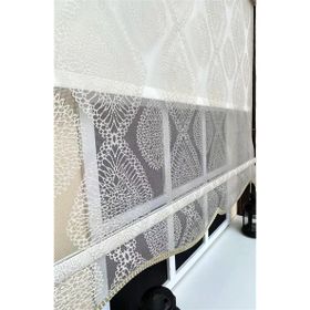 Storburada STB45240-V109 Bej Çift Mekanizmalı Damask Tül Ekru 90x260 cm Stor Perde