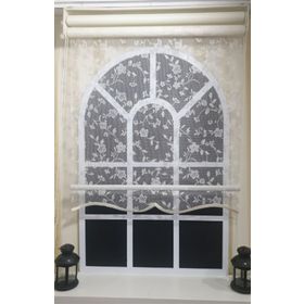 Storburada STB45248-V110 90x260 Çift Mekanizmalı Beyaz Tül Perde ve Ekru Stor Perde