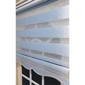 Storburada STB900 Zebra Zebra Desen Gümüş Simli Etek Dilimli Mavi 60x200 cm Stor Perde
