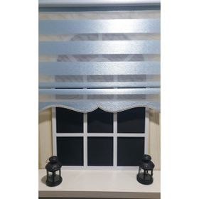 Storburada STB900 Zebra Zebra Desen Gümüş Simli Etek Dilimli Mavi 60x200 cm Stor Perde
