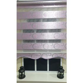 Storburada STB901 Zebra Halka Desen Gümüş Simli Etek Dilimli Pembe Lila 120x200 cm Stor Perde