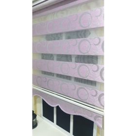 Storburada STB901 Zebra Halka Desen Gümüş Simli Etek Dilimli Pembe Lila 90x200 cm Stor Perde