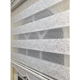 Storburada STB9300-V-01 Zebra Sarmaşık Desen Gümüş Simli Etek Dilimli Beyaz 100x200 cm Stor Perde
