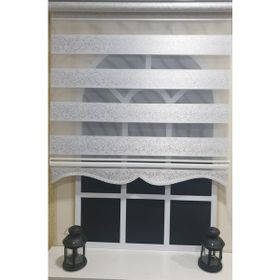 Storburada STB9300-V-01 Zebra Sarmaşık Desen Gümüş Simli Etek Dilimli Beyaz 70x200 cm Stor Perde