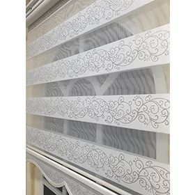 Storburada STB9300-V-01 Zebra Sarmaşık Desen Gümüş Simli Etek Dilimli Beyaz 90x260 cm Stor Perde