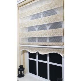 Storburada STB9300-V-02 Zebra Sarmaşık Desen Gümüş Simli Etek Dilimli Sarı 130x260 cm Stor Perde