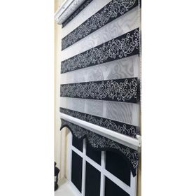 Storburada STB9300-V-03 Zebra Sarmaşık Desen Gümüş Simli Etek Dilimli Siyah 120x200 cm Stor Perde