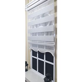 Storburada Zebra Çizgili Etek Dilimli St 010 Ekru 160 X 200 Stor Perde