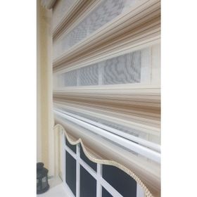 Storburada Zebra Renk Geçişli Açık Kahve Etek Dilimli STB 483 Kahverengi 150 X 200 Stor Plise Perde
