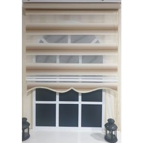 Storburada Zebra Renk Geçişli Açık Kahve Etek Dilimli STB 483 Kahverengi 160 X 260 Stor Plise Perde